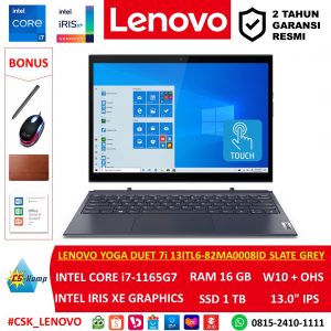 Lenovo YOGA Duet 7i 13ITL6-82MA0008ID Slate Grey | i7-1165G7 | Intel Iris Xe | RAM 16B | SSD 1TB | W10 | OHS | 13.0 IPS Touch screen