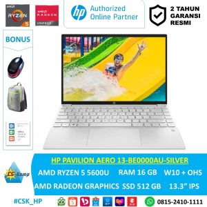 HP PAVILION AERO 13-BE0000AU-SILVER | Ryzen 5 5600U | RAM 16GB | SSD 512GB | AMD Radeon | W10 | OHS | 13.3 WUXGA IPS