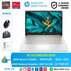 HP 14s-FQ0012AU GOLD | Ryzen 5 4500U | AMD Radeon Graphics | RAM 4GB | SSD 512GB | W10H | 14.0 FHD
