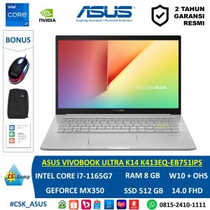 ASUS VIVOBOOK ULTRA K14 K413EQ-EB751IPS - TRANSPARENT GREY |i7-1165G7 | RAM 8GB | SSD 512GB |GeForce MX350 | W10 | OHS | 14.0 FHD IPS