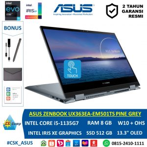 ASUS ZENBOOK UX363EA-EM501TS PINE GREY | EVO i5-1135G7 | RAM 8GB |SSD 512GB | Intel Iris Xe | W10 | OHS | 13.3 OLED FHD