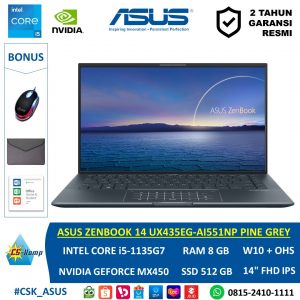 ASUS ZenBook 14 UX435EG-AI551NP | Intel Core i5-1135G7 | RAM 8GB | SSD 512GB | NVIDIA GeForce MX450 | W10 | OHS | 14.0 FHD IPS