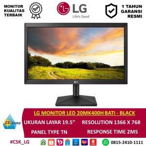 LG MONITOR LED 20MK400H BATI - BLACK | 19.5 inch | 1366 x 768 | TN | 2ms