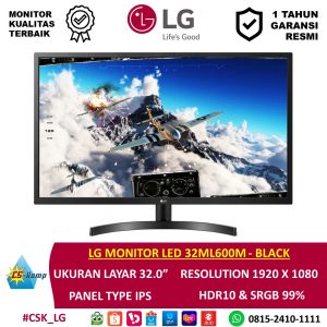 LG MONITOR LED 32ML600M - BLACK | 32.0 inch | 1920 x 1080 | IPS | HDR10 | SRGB 99%