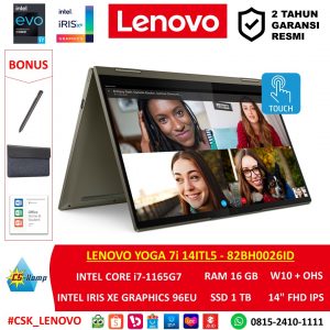 Lenovo Yoga 7 14ITL5 - 82BH0026ID |Intel EVO i7-1165G7 |Intel Iris Xe | RAM 16GB | SSD 1TB | W10 | OHS | 14.0 FHD IPS