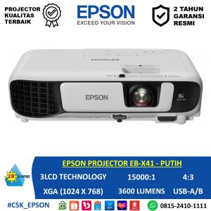 EPSON PROJECTOR EB-X41 | XGA | 3600 Lumens | 15000:1 | 4:3