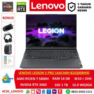 Lenovo Legion 5 Pro 16ACH6H 82JQ00BHID | AMD Ryzen 7 5800H | RTX 3060 | RAM 16GB | SSD 1TB | W10 | OHS | 16.0 WQXGA IPS