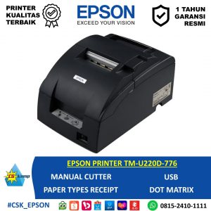 EPSON PRINTER TM-U220D-776 | USB | Manual Cutter | Receipt | Dot Matrix
