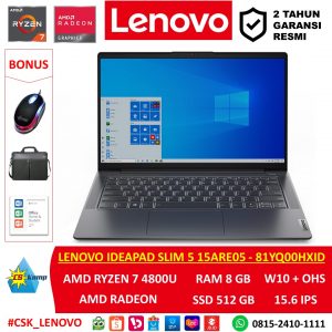 Lenovo IdeaPad Slim 5 15ARE05-81YQ00HXID | AMD Ryzen 7 4800U | AMD Radeon | RAM 8GB | SSD 512GB | W10 | OHS | 15.6 FHD IPS