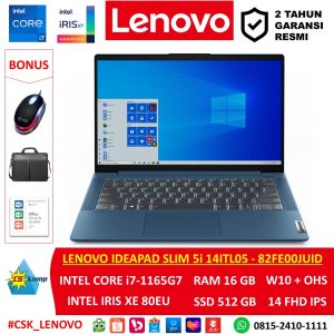 Lenovo IdeaPad Slim 5i 14ITL05-82FE00JUID Abyss Blue | Intel Core i7-1165G7 | Iris Xe 80EU | RAM 16GB | SSD 512GB | W10 | OHS | 14.0 FHD IPS
