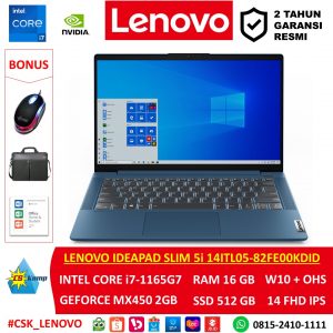 Lenovo IdeaPad Slim 5i 14ITL05-82FE00KDID Abyss Blue | Intel Core i7-1165G7 | GeForce MX450 | RAM 16GB | SSD 512GB | W10 | OHS | 14.0 FHD IPS