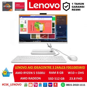 LENOVO AIO IDEACENTRE 3 24ALC6 F0G1005WID WHITE | AMD Ryzen 5 5500U | RAM 8GB | SSD 512GB | W10 | OHS | 23.8 FHD IPS