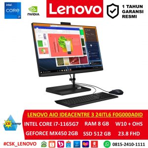 LENOVO AIO IDEACENTRE 3 24ITL6 F0G000A0ID BLACK | Intel Core i7-1165G7 | GeForce MX450 | RAM 8GB | SSD 512GB | W10 | OHS | 23.8 FHD IPS