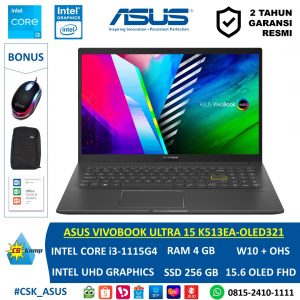 ASUS VIVOBOOK K513EA-OLED321 |INTEL i3-1115G4 |RAM 4GB |SSD 256GB |Intel Iris Xe |W10 |OHS |15.6 OLED FHD