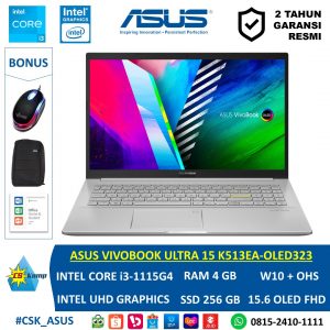 ASUS VIVOBOOK K513EA-OLED323 |INTEL i3-1115G4 |RAM 4GB |SSD 256GB |Intel Iris Xe |W10 |OHS |15.6 OLED FHD